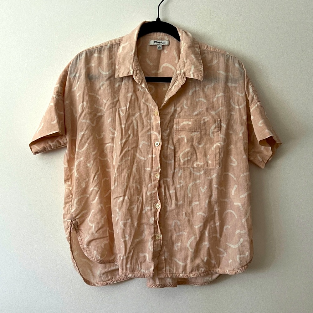 Peach Patterned Oversized Shirt